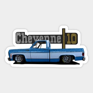 1973 Slammed Blue Chevy C10 Cheyenne Squarebody Truck Sticker